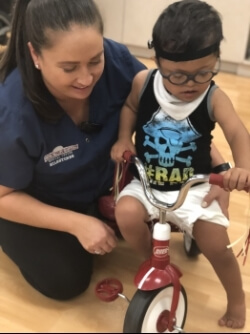 nurse helping child